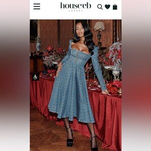 Delia Blue Tartan Midi Dress